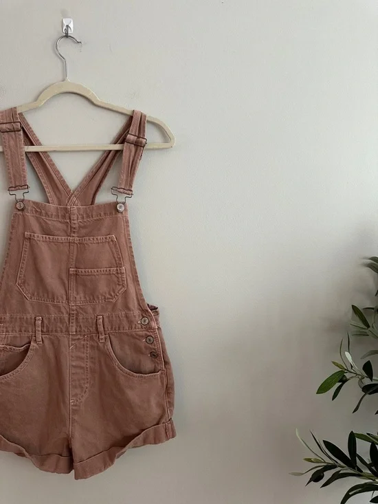 Free People Ziggy Overall Shortalls - Sand - Size XS - Picture 5 of 7